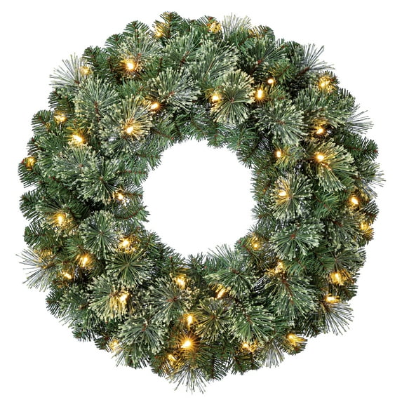 Liberty Color-Changing Pre-Lit LED Battery-Powered Artificial Christmas Wreath with Timer, 24", by Holiday Time