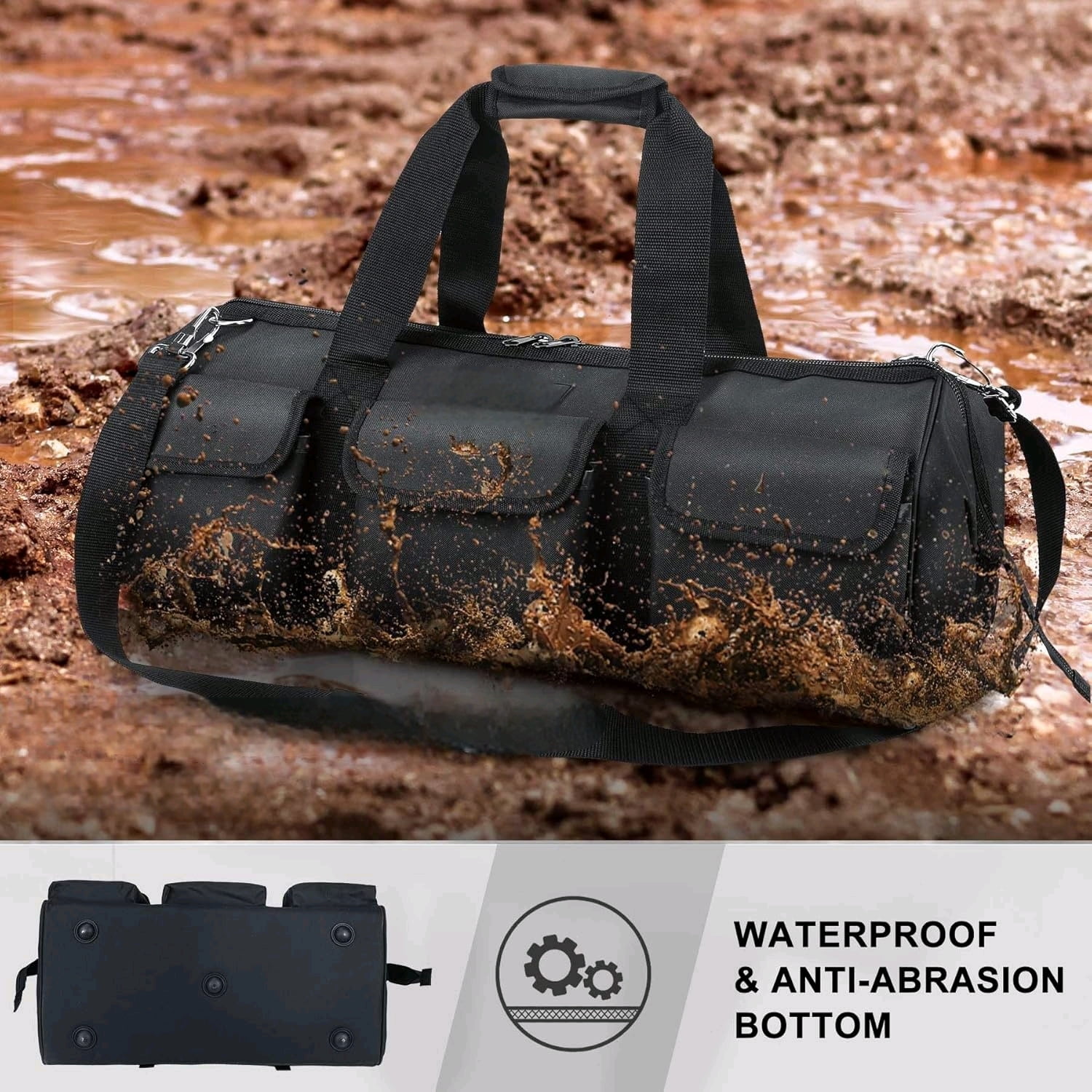 24” Large Contractors Tool Bag, Wide Mouth Tool Bag with Waterproof ...