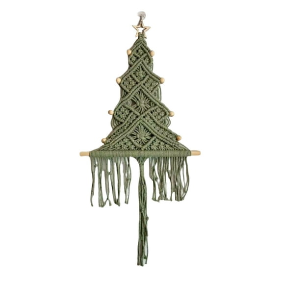 24" Large Macrame Christmas Tree Wall Hanging – Boho Christmas Wall Decor, Handmade Macrame Xmas Tree Ornament for Holiday Home, Party Decorations, Rustic Bohemian Wall Art, Winter Decor