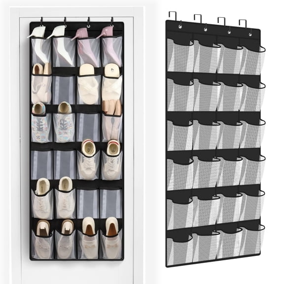 24 Large Pockets Over Door Shoe Organizer, Mesh Hanging Shoe Organizer for Closet Mesh Closet Holder, Back of Door Organizer for Cruise Ships, Rack for Wall,
