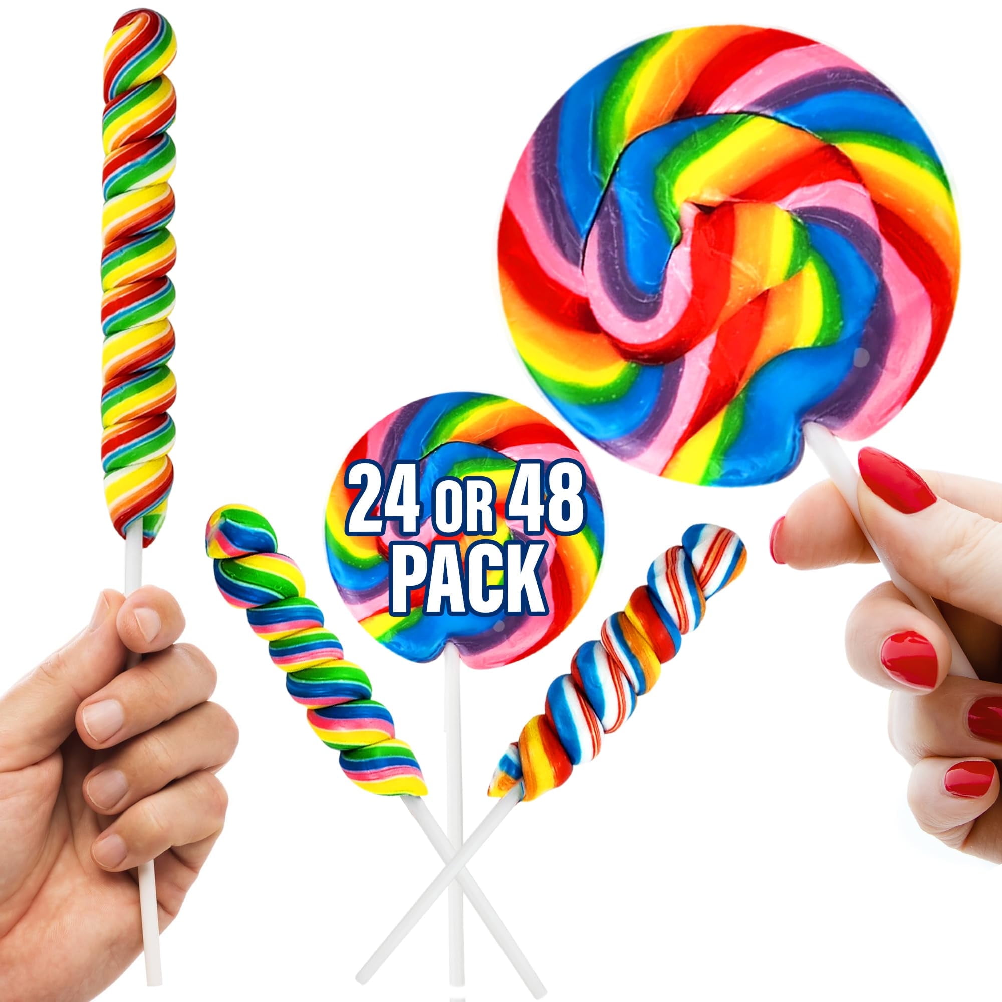 24 Large Candy Lollipops Bundle | 12 Swirl and 12 Twisty