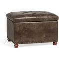thumbnail image 1 of 24'' Leather Ottoman with Storage Rectangle Foot Rest Ottomans Stool for Living Room(Brown,Leather Texture), 1 of 13