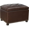 thumbnail image 1 of 24'' Leather Storage Ottoman Rectangular Foot Rest Stool with Nailhead Trim for Bedroom Living Room(Dark Brown), 1 of 13