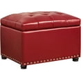 thumbnail image 1 of 24'' Leather Storage Ottoman Rectangular Foot Rest Stool with Nailhead Trim for Bedroom Living Room(Red), 1 of 8