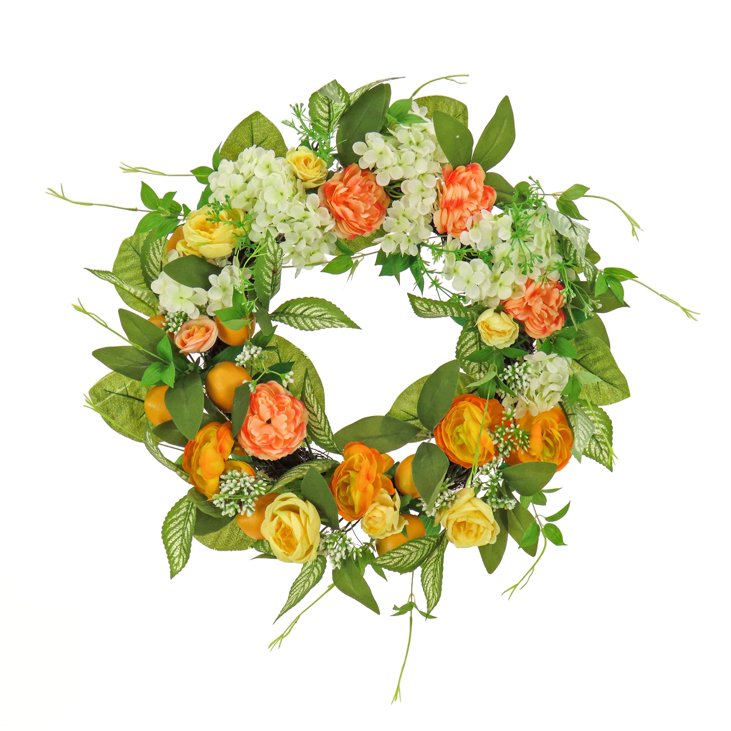 24" Lemon and Hydrangea Artificial Spring Wreath