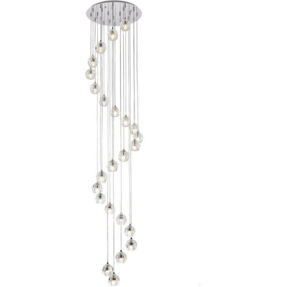 24 Light Pendant-Chrome Finish-Royal Cut Crystal Type Bailey Street Home 390-Bel-4363566