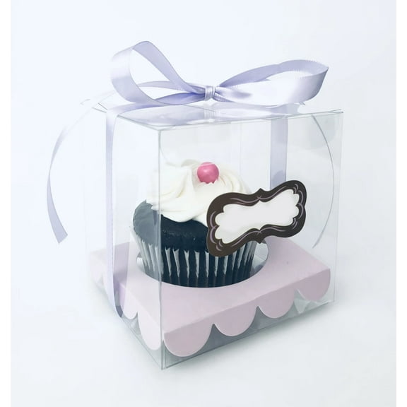 24 Light Purple Cupcake Box with Ribbon, Insert and Blank Name Label, for any Occasion, Gift Gifting, Party, Wedding,