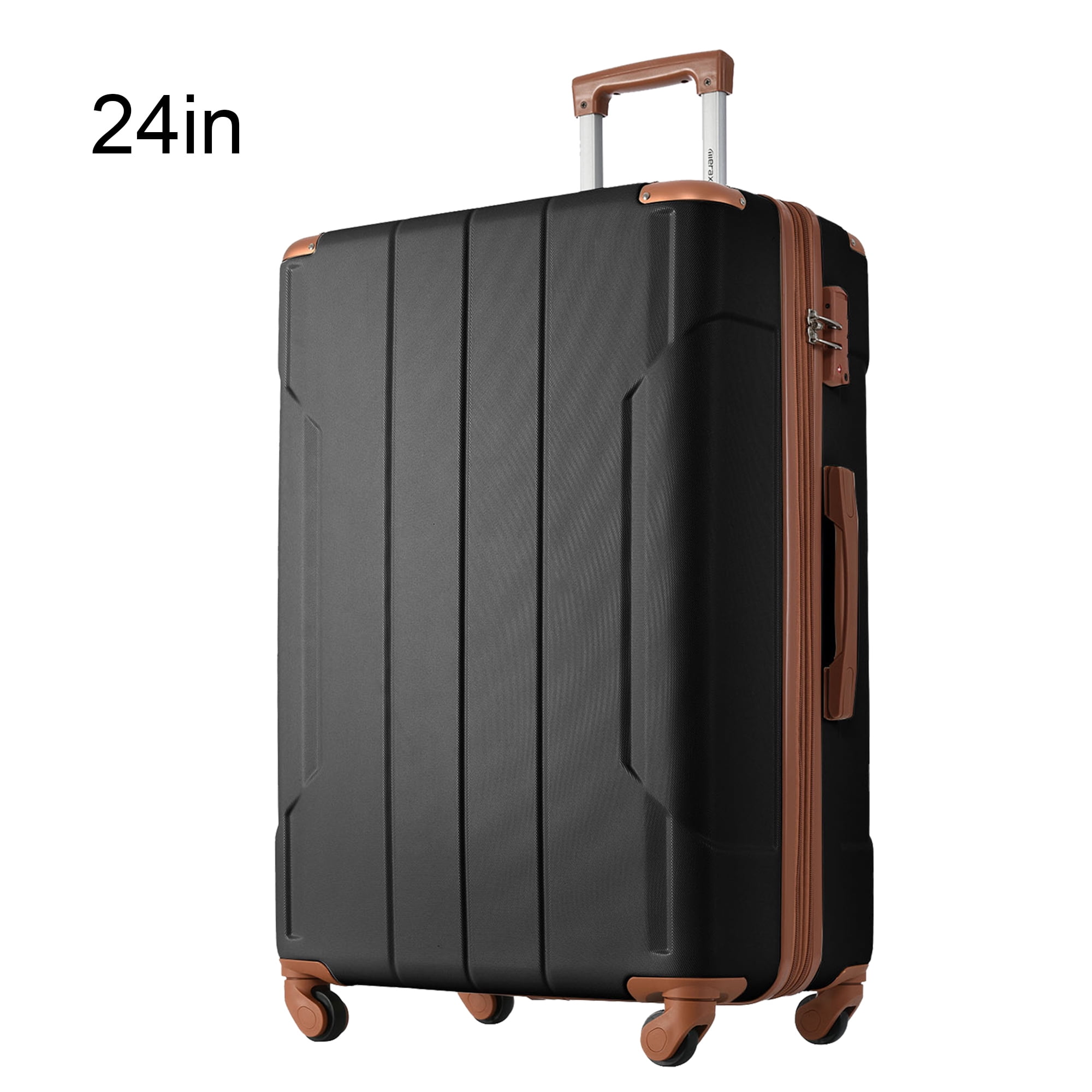 GUTALOR 24 Inch Hardshell Spinner Suitcase, Black Brown - Walmart.com