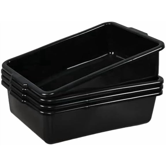 24 Liters Commercial Plastic Meat Tub Bus Box, Black Bus Bin/Bus Totes Set of 4$$Storage