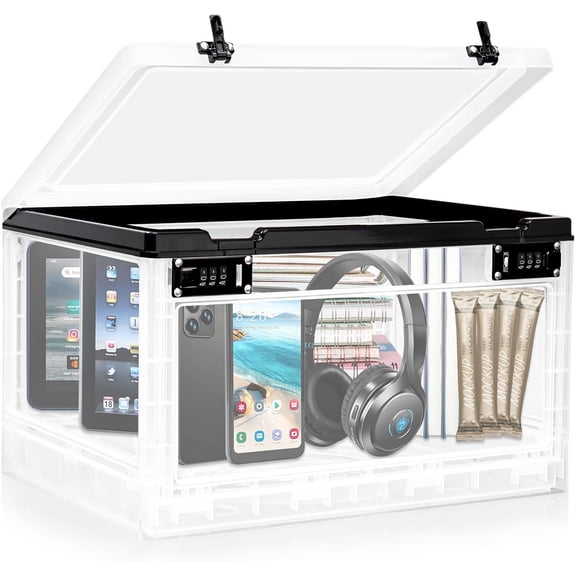 24 Litre Combination Lockable Storage Box for Office Locker, School, Medicine, Snacks, Phone and Electronics