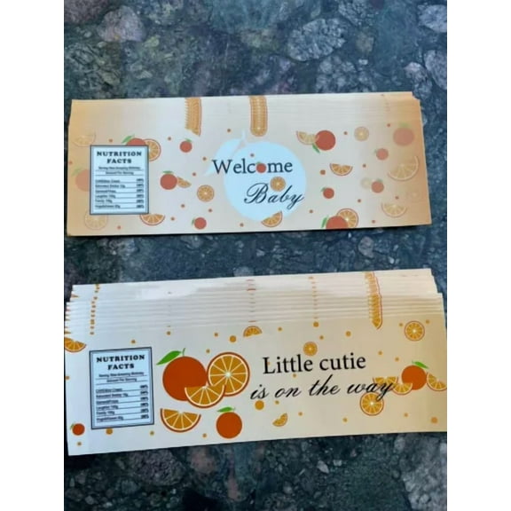 24 Little Orange Baby Shower Favors Party Water Bottle Labels