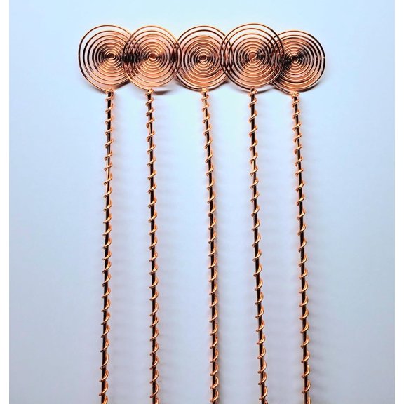 24" Long Sun Spiral Top. Solid Copper Forever Stake. Electroculture Plant Stakes Pack of 5 - Wrapped with Pure Solid Copper$$Garden & Patio