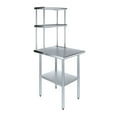 thumbnail image 1 of 24" Long x 30" Deep" Stainless Steel Work Table With 12" Wide Double Tier Overshelf | Metal Kitchen Prep Table & Shelving Combo, 1 of 9