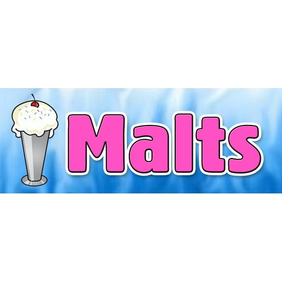 24" MALTS DECAL sticker malted milk malt shop tin milk shakes old-fashioned