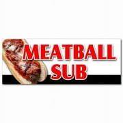 24" MEATBALL SUB DECAL sticker submarine sandwich cheese sauce sub italian