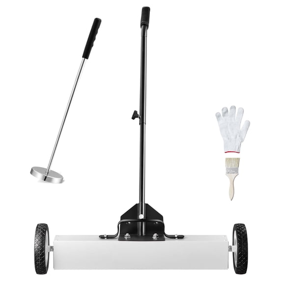 24-"Magnetic Sweeper with Wheels,50 lbs Capacity,with Telescoping Magnetic Pickup Tool,Adjustable Handle,Magnetic Pickup Sweeper to Pick Up Nails&Screws,for Workshop,Garage,Yard