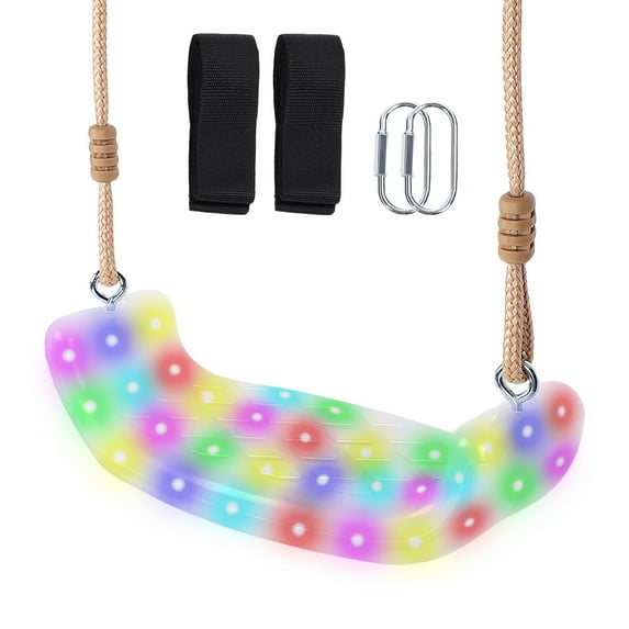 LED Lighted Swing, Motion Sensor Kids Swing Seat Accessory, LED Lighted Adjustable Swing Seat, 16.5" W x 7" Deep x 4.3" H