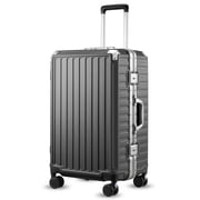24" Medium Checked Zipperless Aluminum Polycarbonate Luggage, Charcoal Metallic, ZX-Core