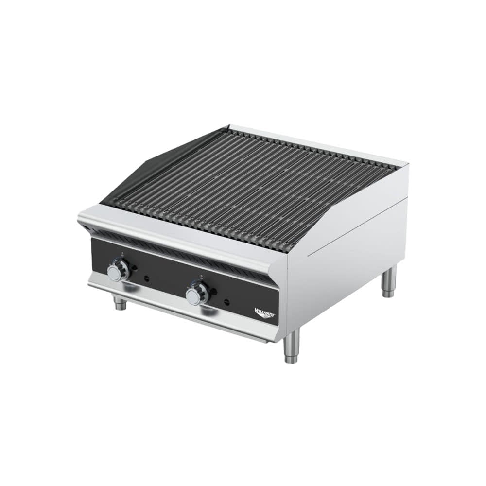 24 Medium-Duty Gas Charbroiler w/ Reversible Grill Plates - Stainless Steel, Convertible