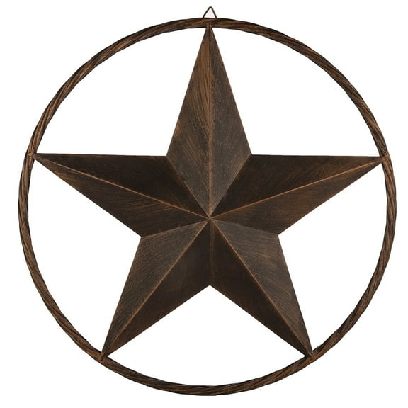 24" Metal Barn Star Circle Rustic Style Decorative Vintage Texas Lone Star Dark Brown Western Home Wall Decor