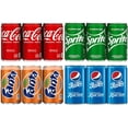 thumbnail image 1 of 24 Mini Cans Of Variety Soda, 4 Flavors, 6 Coke Classic, 6 Pepsi Real Sugar, 6 Sprite, 6 Fanta Orange, 7.5 Fl Oz, 1 of 3
