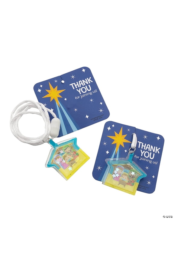 24" Mini Christmas Nativity Pageant Necklace Handouts on Card for 12