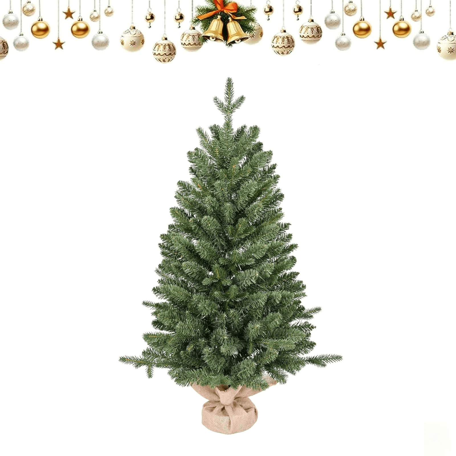 24” Mini Tabletop Christmas Tree - Small Artificial Tree with Plastic ...