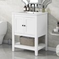 thumbnail image 1 of 24'' Modern Bathroom Vanity with Ceramic Sink, Solid Wood Frame, Two-Door Cabinet & Open Bottom Shelf, 1 of 8