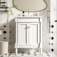 thumbnail image 1 of 24" Modern Design Freestanding Vanity Cabinet, Modern Bathroom Cabinet with Large Storage, Freestanding Vanity with Top Sink for Bathroom Organizer, White, 1 of 9