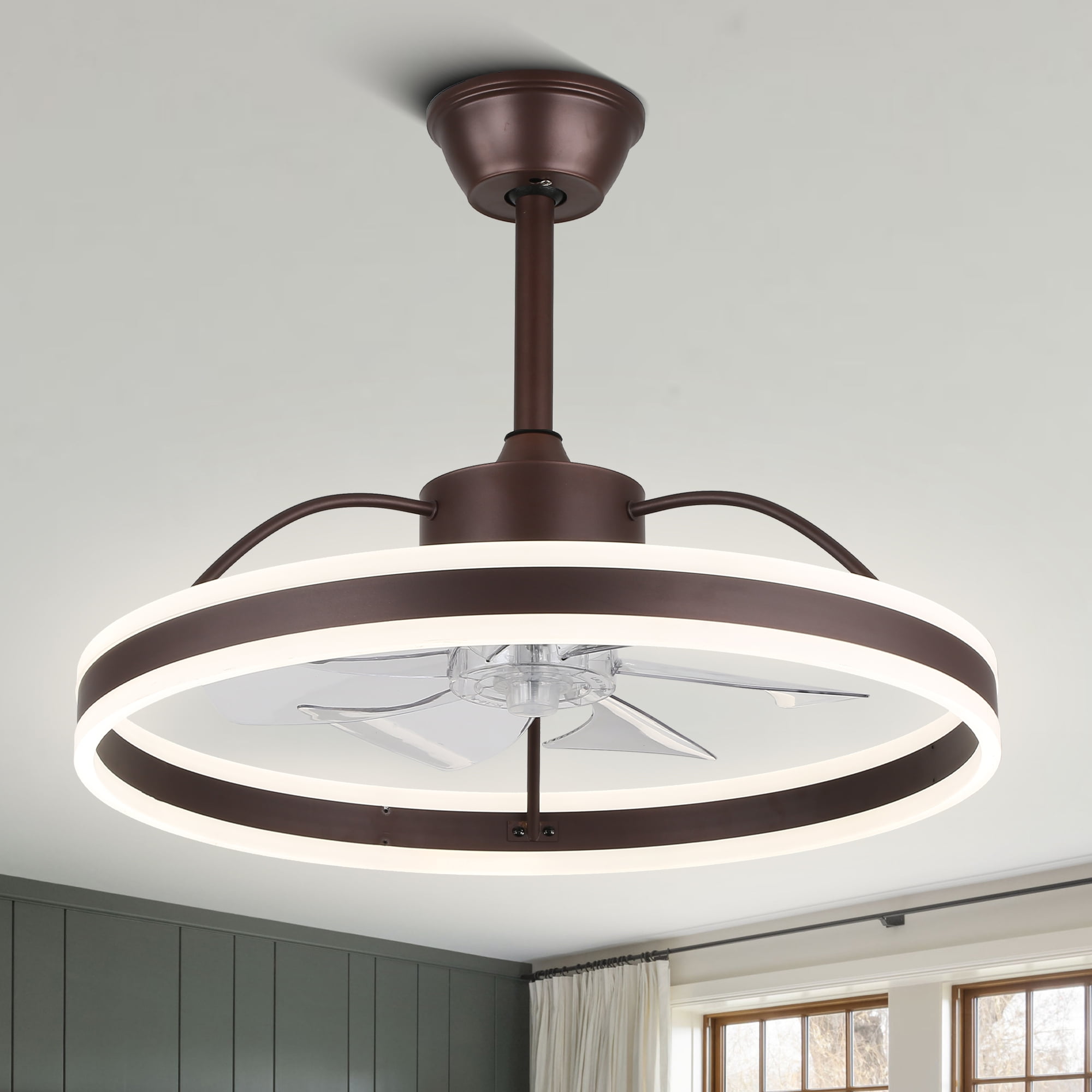 24" Modern Reversible Ceiling Fan with Dimmable Light, 6-Speed Ceiling Fan with Remote and APP Control