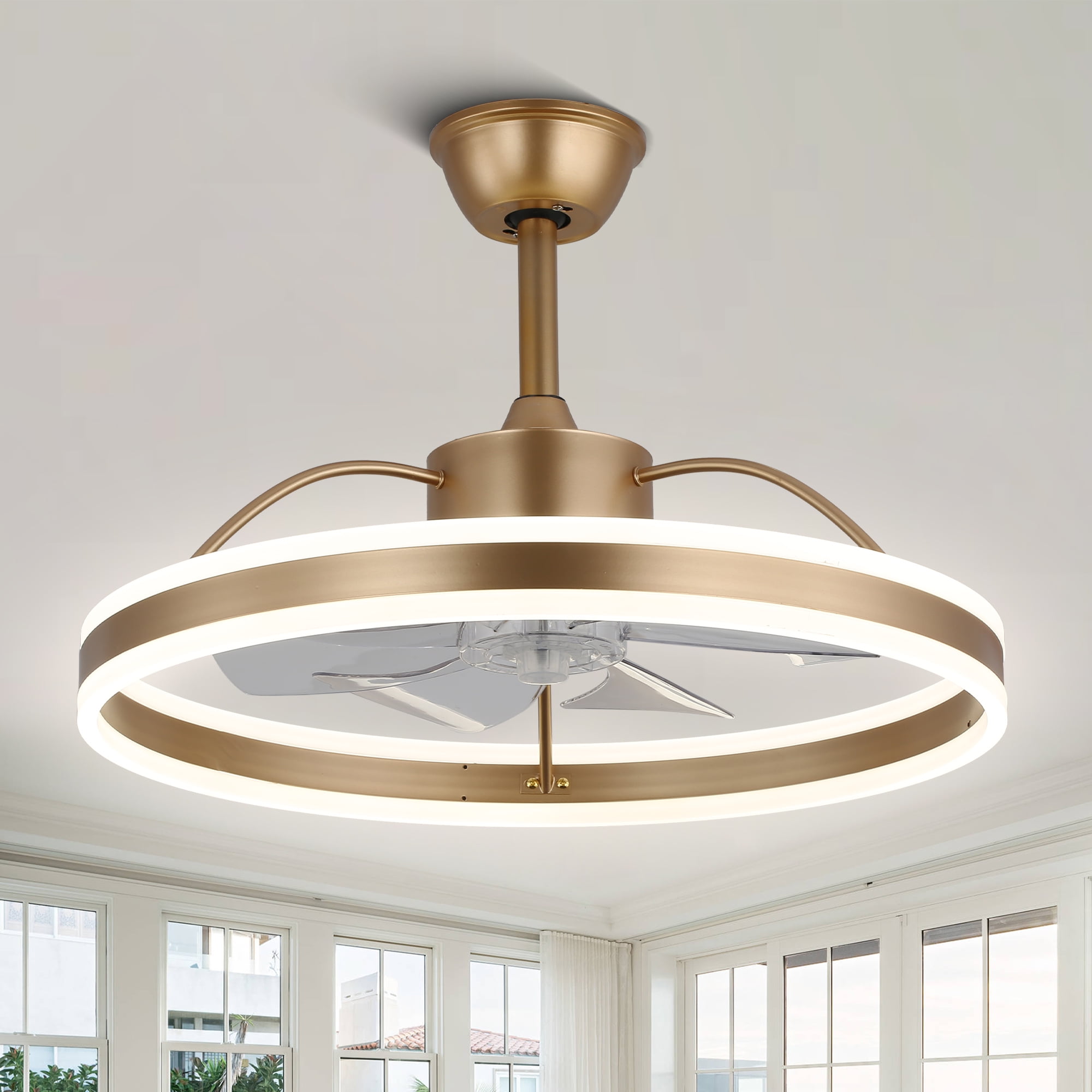 Bella Depot Modern 24'' 34W LED Light Reversible Ceiling Fan with Remote and App Control