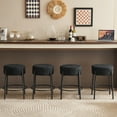 thumbnail image 1 of 24" Modern Round Bar Stools Set of 2,Contemporary Upholstered Barstools with Black Legs,Counter Height Bar Stools for Kitchens, Coffee Shops and Bar Stores,Black, 1 of 7