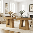thumbnail image 1 of 24" Modern Side Table 2-Tier Narrow Wooden End Table Trapezoid Base Farmhouse Small Nightstand For Living Room Bedroom (Natural Wood 2-Piece Set), 1 of 10