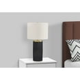 thumbnail image 1 of 24" Modern Table Lamp – Ribbed Black Concrete Base, Gold Accents, Ivory Linen Shade, 3-Way Switch (100W) – Contemporary Lighting for Living Room or Bedroom, 1 of 7