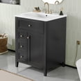 thumbnail image 1 of 24'' Modern Vanity with Leak-proof Ceramic Sink, Solid Wood Frame Vanity with Soft-close Drawers, for Bathrooms, Black, 1 of 9