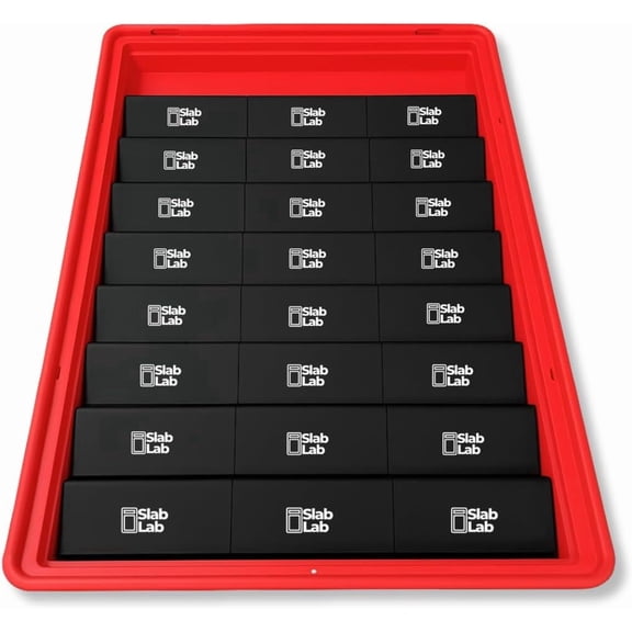 24 Modular Card Risers for Display Cases | Black Acrylic Cardshow Vendor Showcase Stands for Graded Trading Cards and Singles
