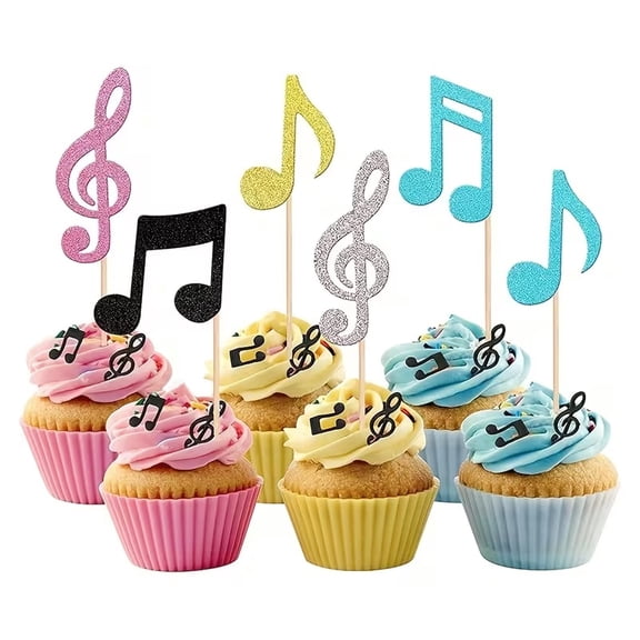 24 Musical Note Cake Decoration Toppers - Perfect for Music-Themed Celebrations and Parties