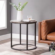 24 Natural Wood Solid Wood And Iron Round End Table