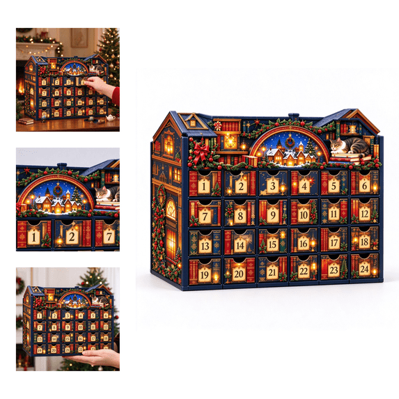 24 Nights of Bookish Joy 2026 Advent Calendar, Library Shaped Box with ...