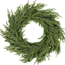 24" Norfolk Pine Christmas Wreath for Front Door, Real Touch Artificial Green Cedar Wreath, Mini & Small Christmas Tree Decoration for Holiday Home Decor