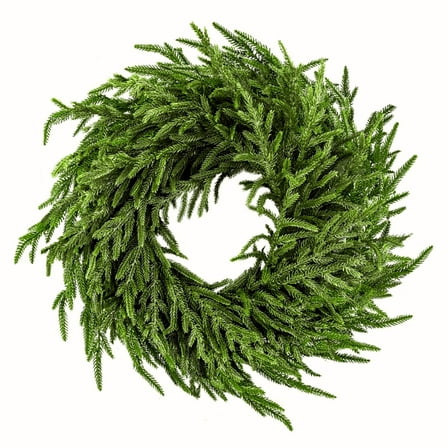 24" Norfolk Pine Wreath for Front Door, Real Touch Norfolk Pine Wreath Artificial Green Wreath Holiday Decoration for Home Decor