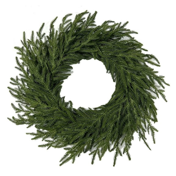 24" Norfolk Pine Wreath for Front Door, Real Touch Norfolk Pine Wreath Artificial Green Wreath Realistic Christmas Wreath Holiday Decoration for Home