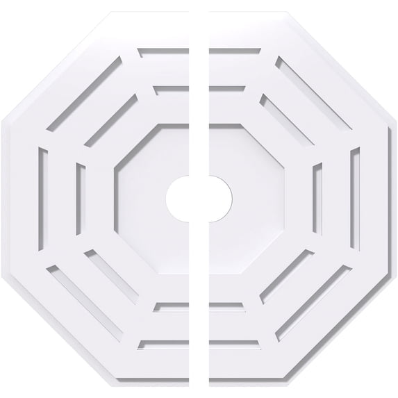 24"OD x 3"ID x 9 1/2"C x 1"P Westin Architectural Grade PVC Contemporary Ceiling Medallion, Two Piece