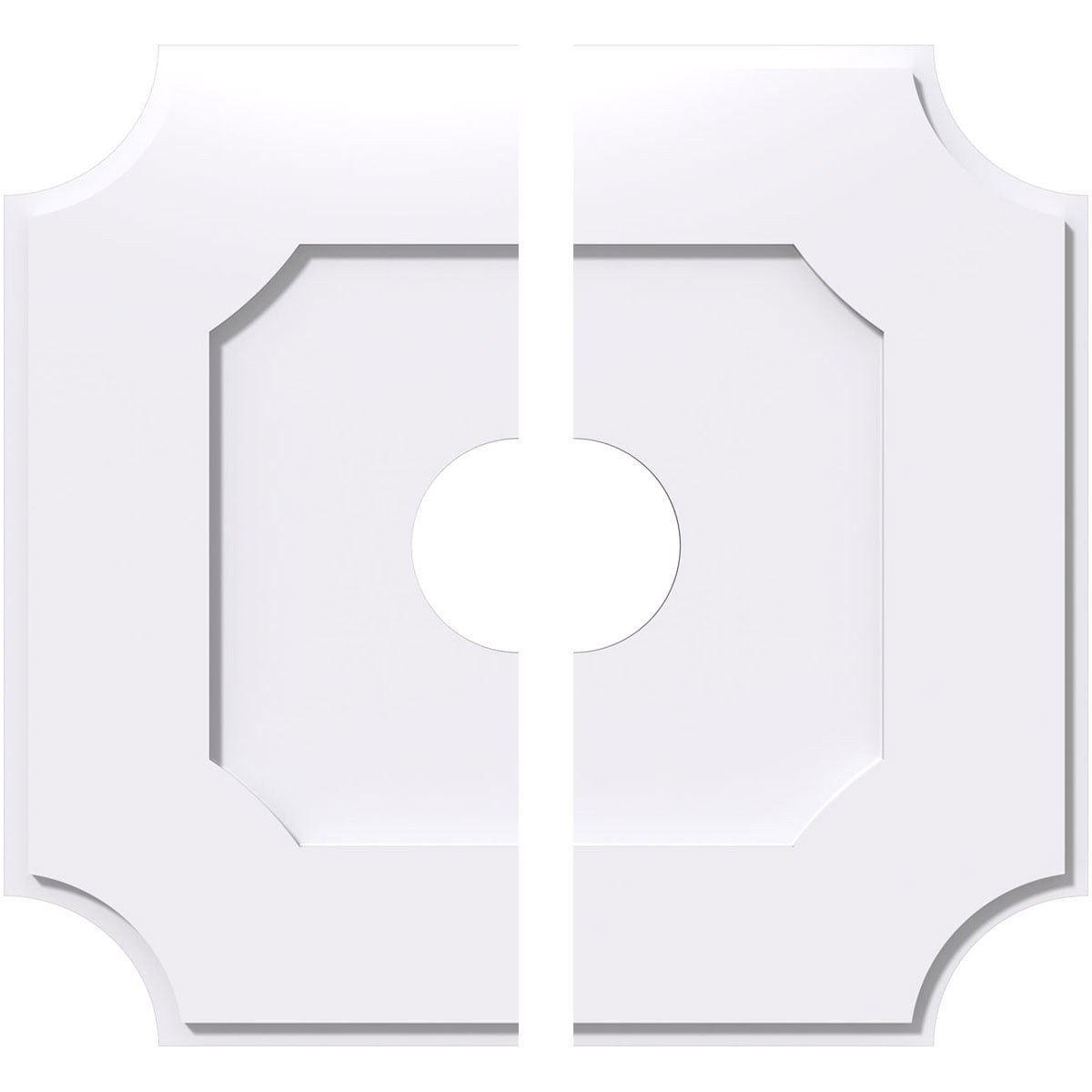 24" White PVC Contemporary Two Piece Ceiling Medallion