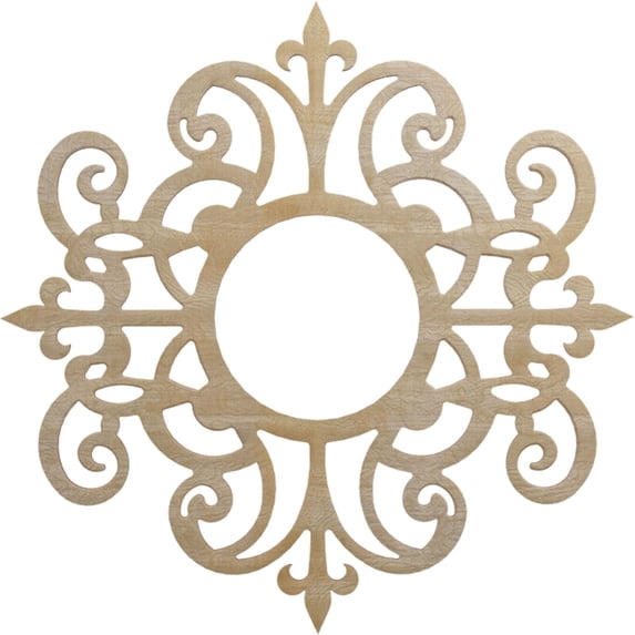 24"OD x 7 3/4"ID x 3/8"T Dijon Wood Fretwork Pierced Ceiling Medallion, Birch