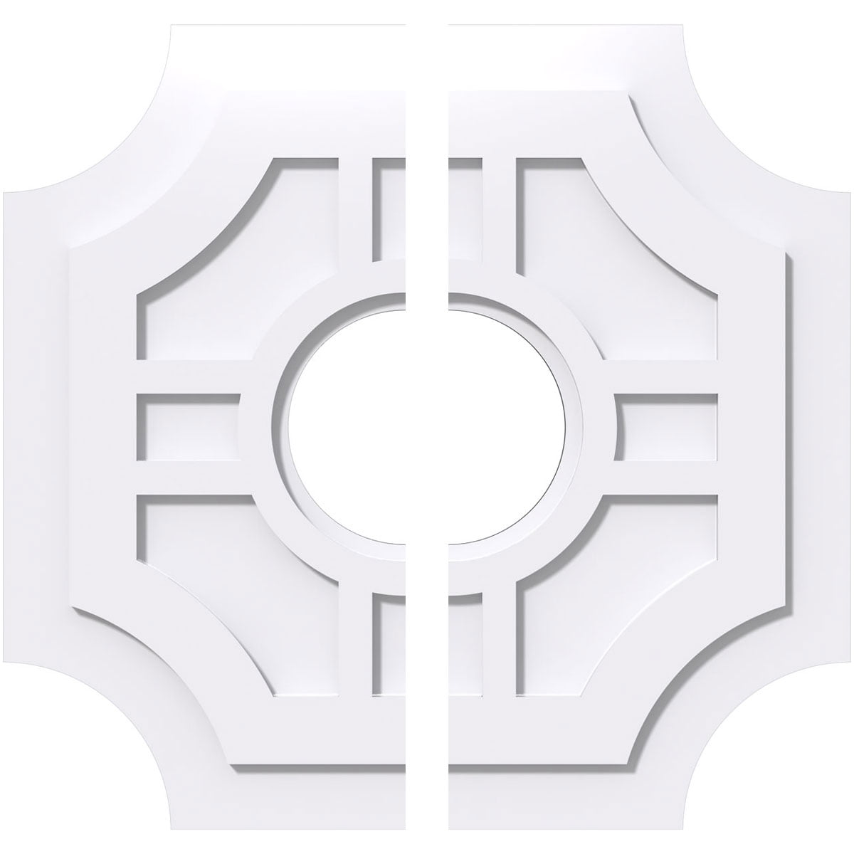 24" White PVC Two-Piece Contemporary Ceiling Medallion