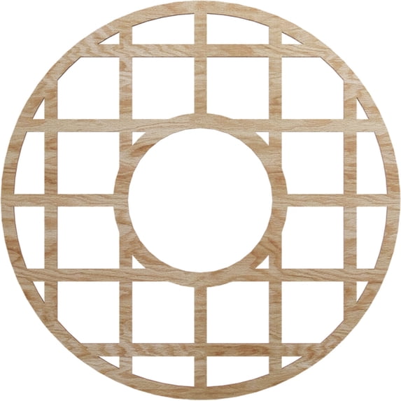 24"OD x 8 3/4"ID x 1/4"T O'Neal Wood Fretwork Pierced Ceiling Medallion, Red Oak