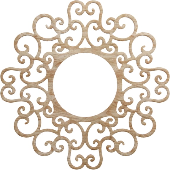 24"OD x 9 1/8"ID x 1/4"T Reims Wood Fretwork Pierced Ceiling Medallion, Red Oak