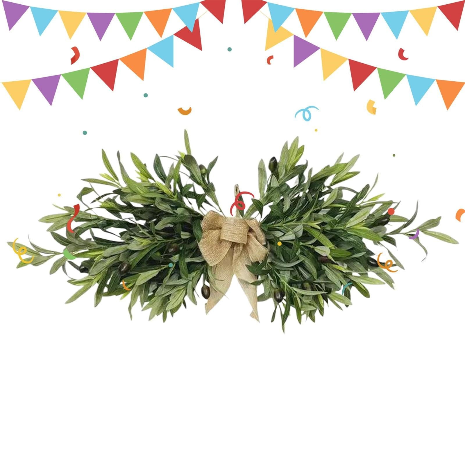24" Olive Floral Swag, Greenery Swag, Artificial Olive Flower Swag with