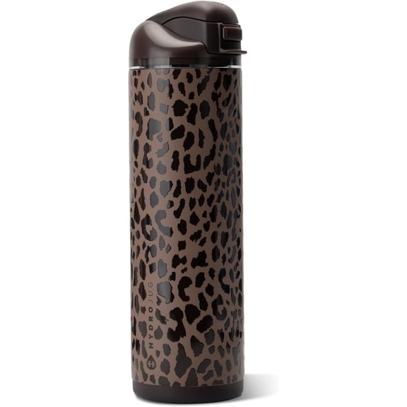 24 Ounce Insulated Water Bottle with Straw and Chug Lid Brown Leopard